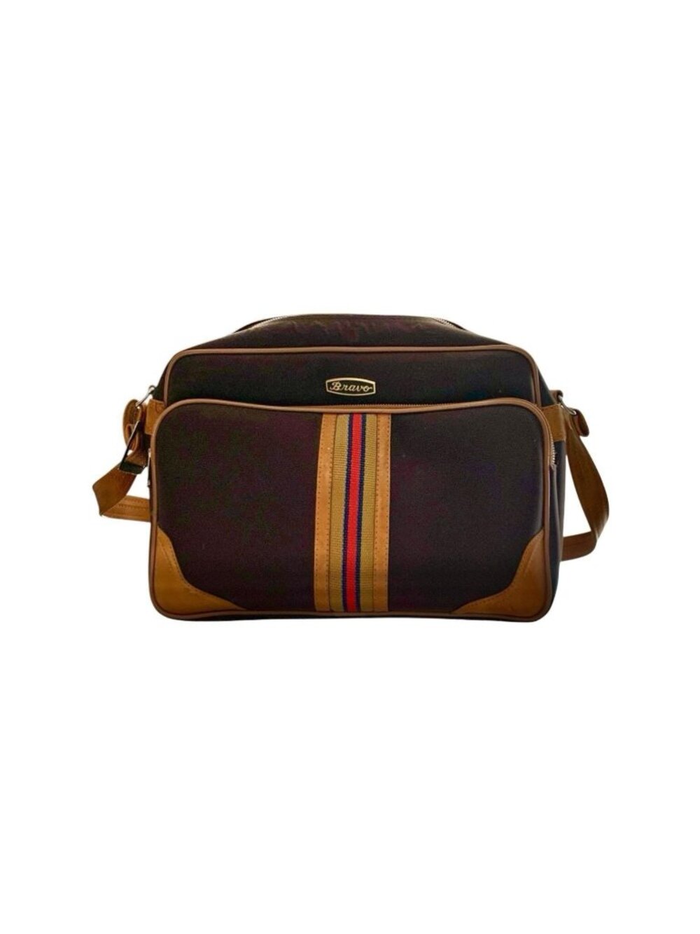 Luggage Bravo Carry on Travel Bag Brown Suitcase Vintage Retro MCM Style